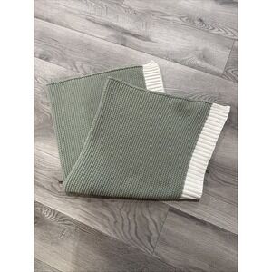 Baby Blanket Knit Cozy Green Stripe Dwell Studio
